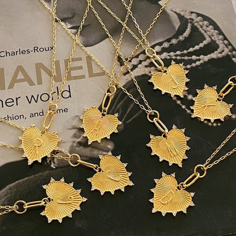 Custom Gold Plated Initial Heart Necklace