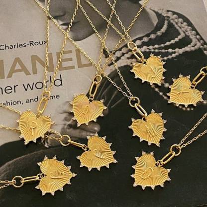 Custom Gold Plated Initial Heart Necklace