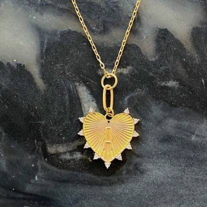 Custom Gold Plated Initial Heart Necklace