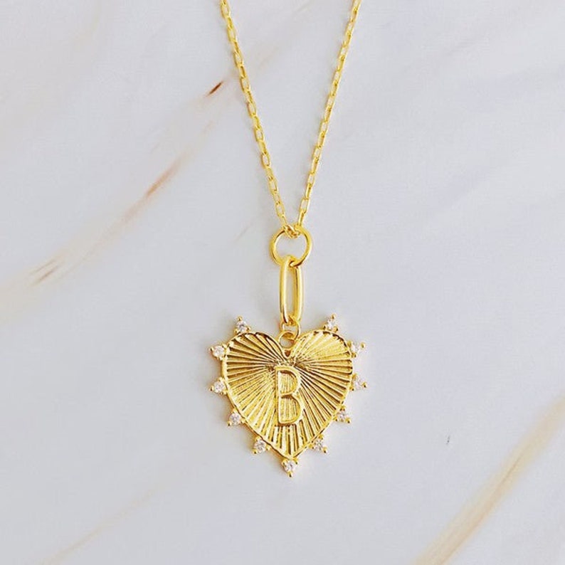 Custom Gold Plated Initial Heart Necklace