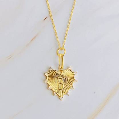 Custom Gold Plated Initial Heart Necklace