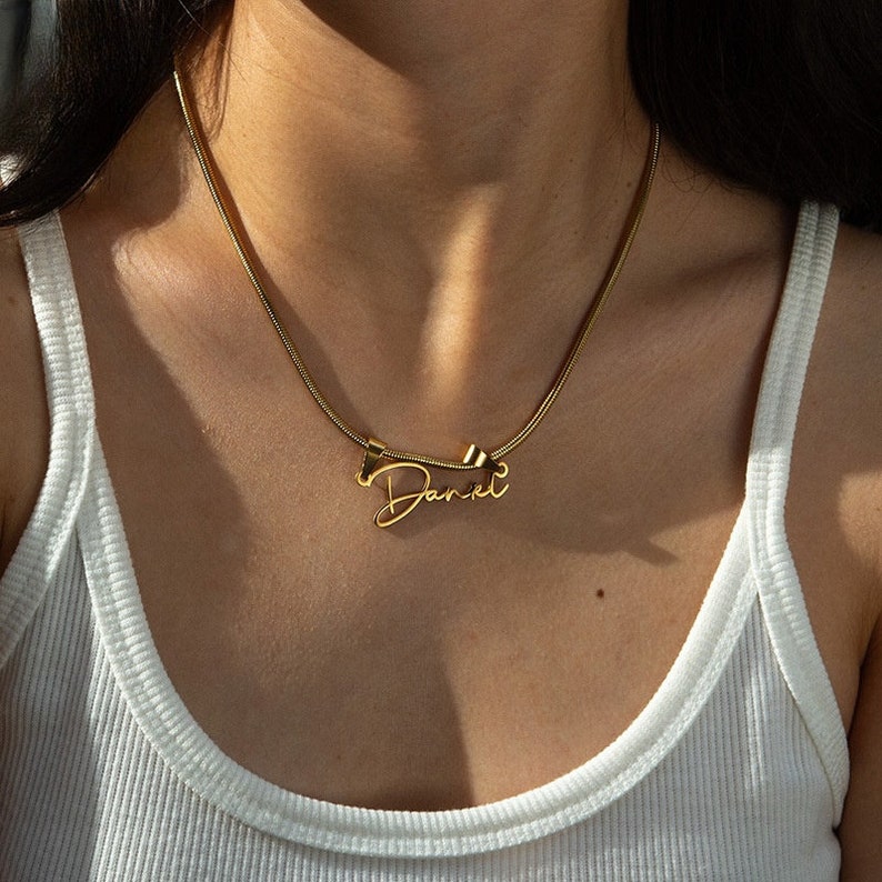 Snake Chain Custom Gold Plated Name Necklace