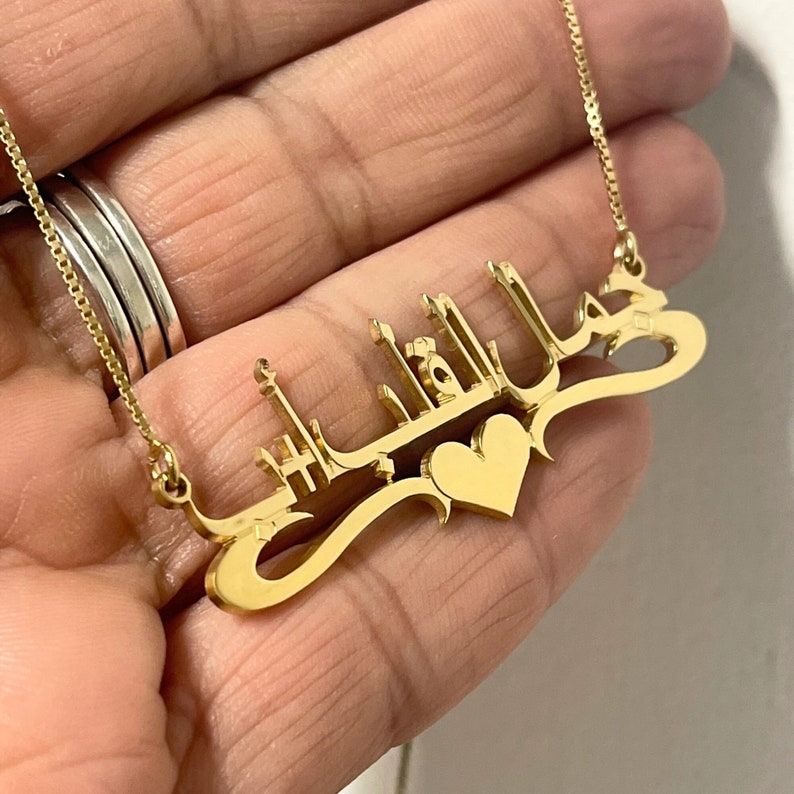 Personalized Heart Arabic Name Necklack Gold Plated Love Necklace