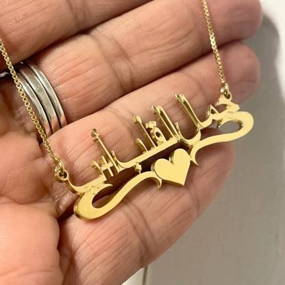 Personalized Heart Arabic Name Necklack Gold Plated Love Necklace