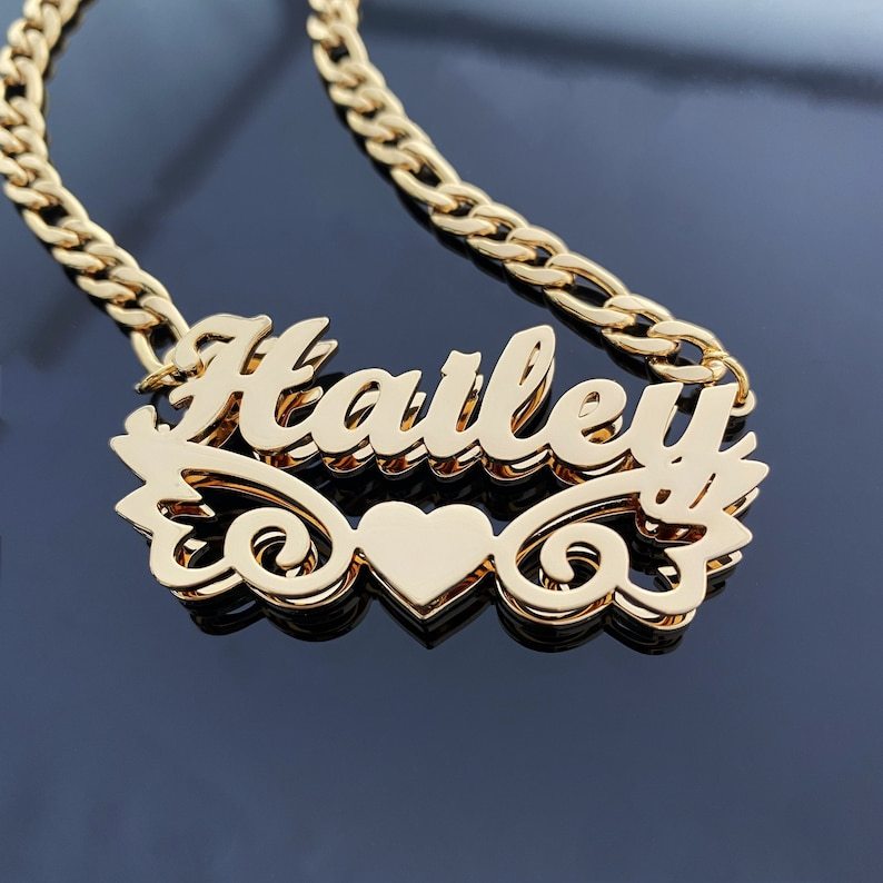 Personalized Double Plated Name Necklace and Twist Hoop Name Earrings Jewelry Set