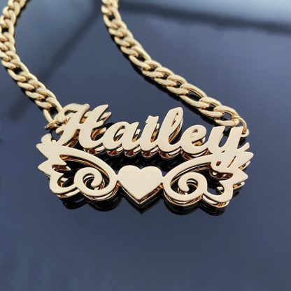 Personalized Double Plated Name Necklace and Twist Hoop Name Earrings Jewelry Set