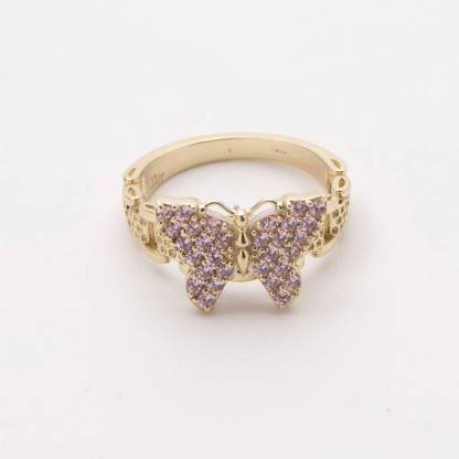 Rolex Style Pink Butterfly Ring Engraved Ring Custom Rings