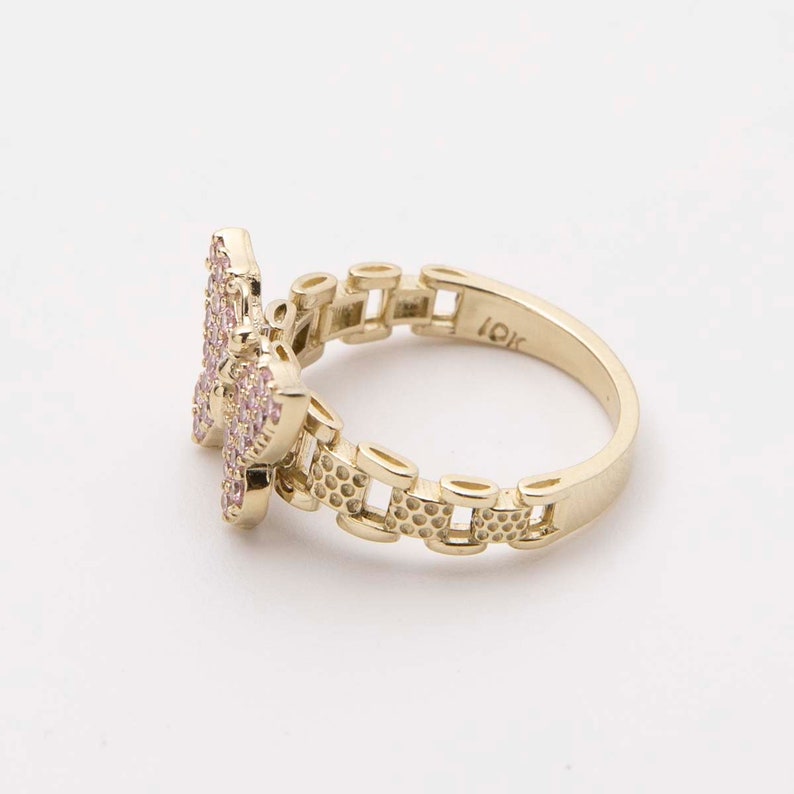 Rolex Style Pink Butterfly Ring Engraved Ring Custom Rings