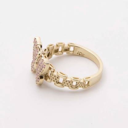 Rolex Style Pink Butterfly Ring Engraved Ring Custom Rings