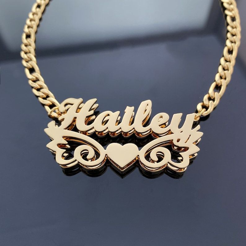 Personalized Double Plated Name Necklace and Twist Hoop Name Earrings Jewelry Set