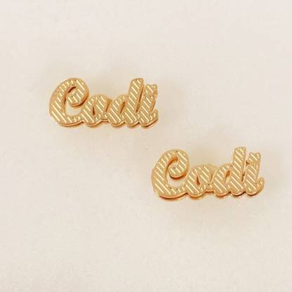 Double Plate Earrings Gold Plated Name Stud Earrings