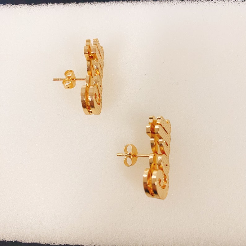 Double Plate Earrings Gold Plated Name Stud Earrings