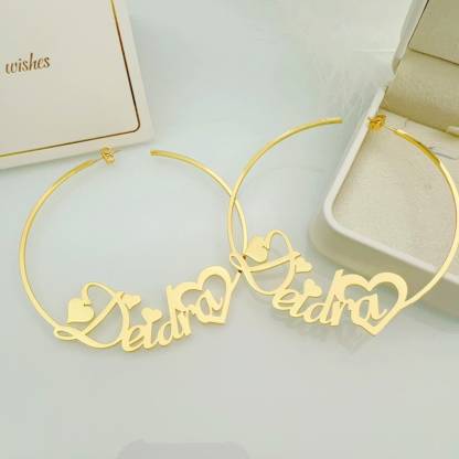 Heart Hoop Earrings Personalized Custom Name Earrings