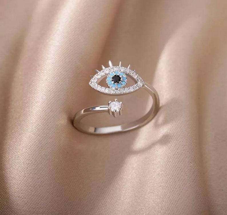 Evil Eye Ring Personalized Engraved Ring With Birthstone