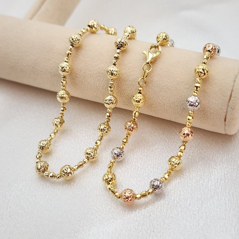 Bead Chain Diamond Cut Bracelet Gold Plated Bracelet