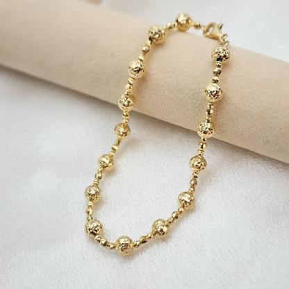 Bead Chain Diamond Cut Bracelet Gold Plated Bracelet