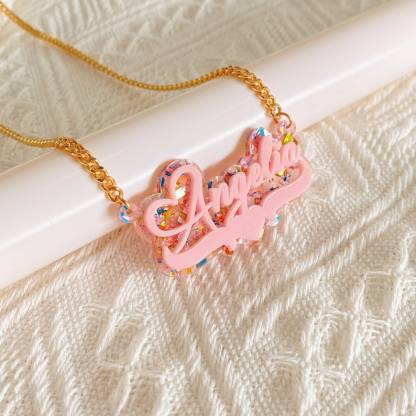 Acrylic Colorful Necklace Personalized Name Necklace Pink Purple Blue Color