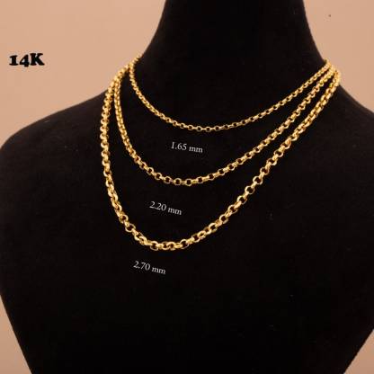 Gold Plated Round Cable Link Chain Necklace