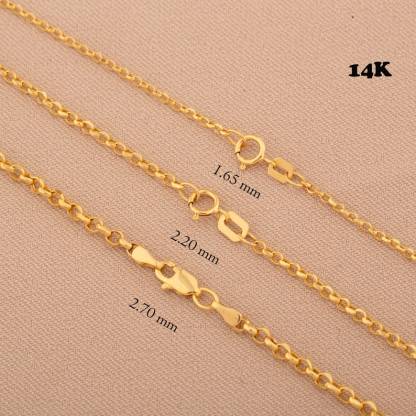 Gold Plated Round Cable Link Chain Necklace