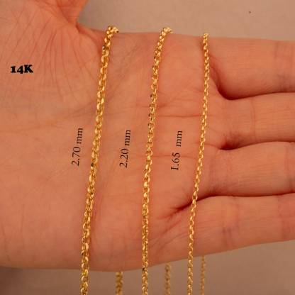 Gold Plated Round Cable Link Chain Necklace