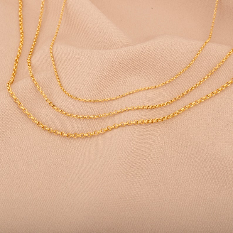 Gold Plated Round Cable Link Chain Necklace