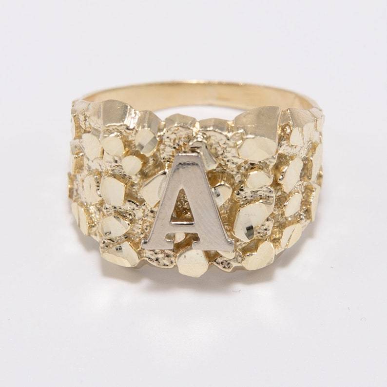 Nugget Design Initial Letter Ring Personalized Initial Ring