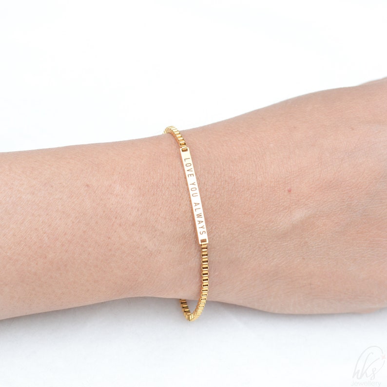 Engraved Bar Bracelet Gold Plated Personalized Name Bracelet