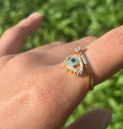 Evil Eye Ring Personalized Engraved Ring With Birthstone