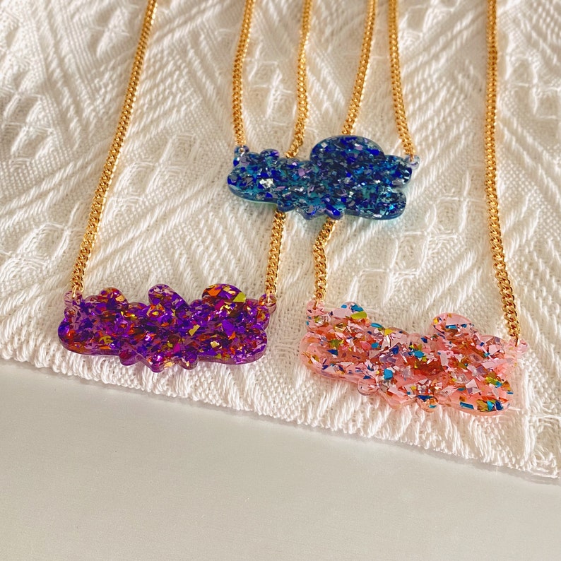 Acrylic Colorful Necklace Personalized Name Necklace Pink Purple Blue Color