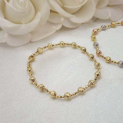 Bead Chain Diamond Cut Bracelet Gold Plated Bracelet