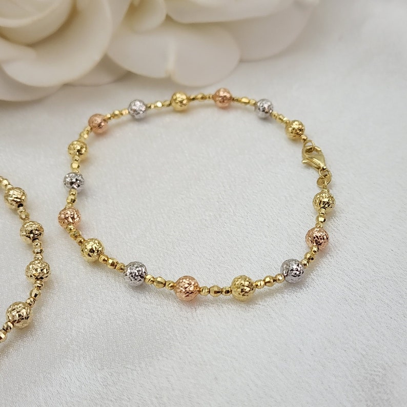 Bead Chain Diamond Cut Bracelet Gold Plated Bracelet