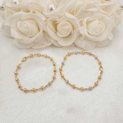 Bead Chain Diamond Cut Bracelet Gold Plated Bracelet