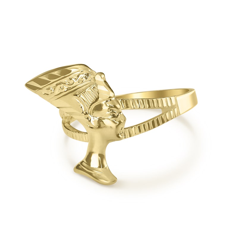 Gold Queen Nefertiti Egyptian Statement Ring Personalized Engraved Ring
