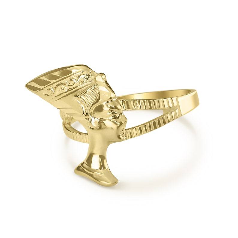 Gold Queen Nefertiti Egyptian Statement Ring Personalized Engraved Ring