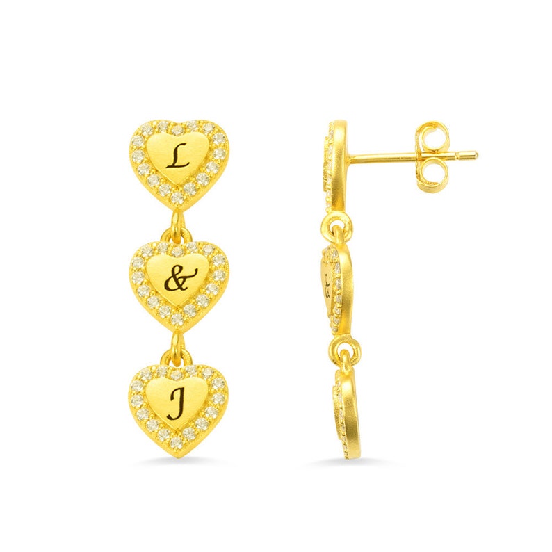 Personalized 3-6 Letters Heart Earrings Gold Plated Name Earrings