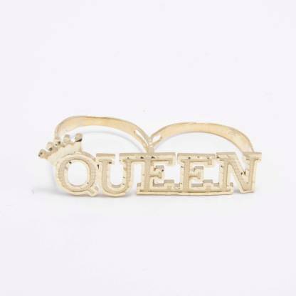 Two Finger Ring Custom Gold Plated Crown Name Ring