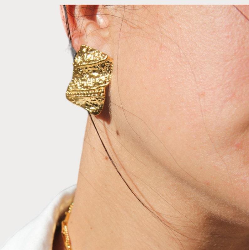 Nugget Earrings Gold Plated Chunky Stud Earring