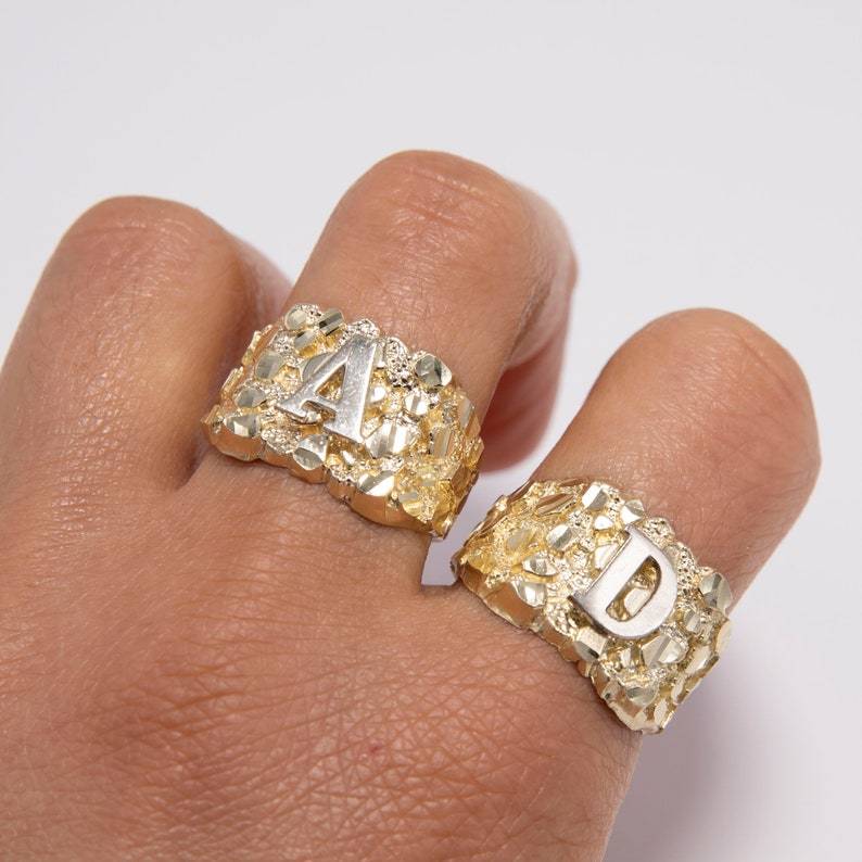 Nugget Design Initial Letter Ring Personalized Initial Ring