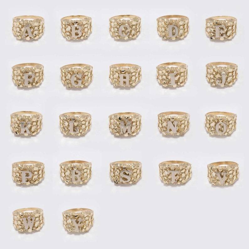 Nugget Design Initial Letter Ring Personalized Initial Ring