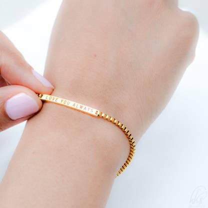 Engraved Bar Bracelet Gold Plated Personalized Name Bracelet