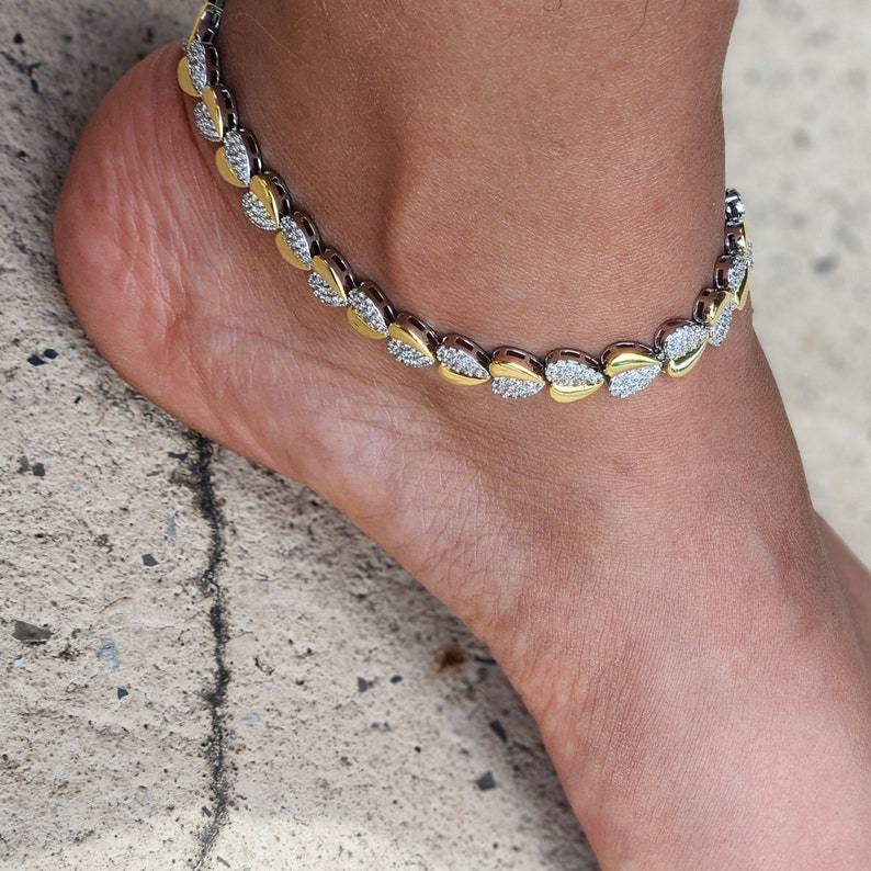 Gold Plated Anklet Layered Heart Anklet For Women