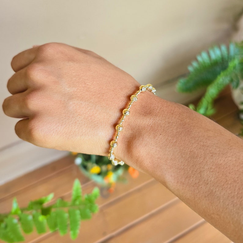 Bead Chain Diamond Cut Bracelet Gold Plated Bracelet