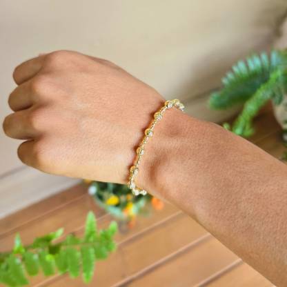 Bead Chain Diamond Cut Bracelet Gold Plated Bracelet