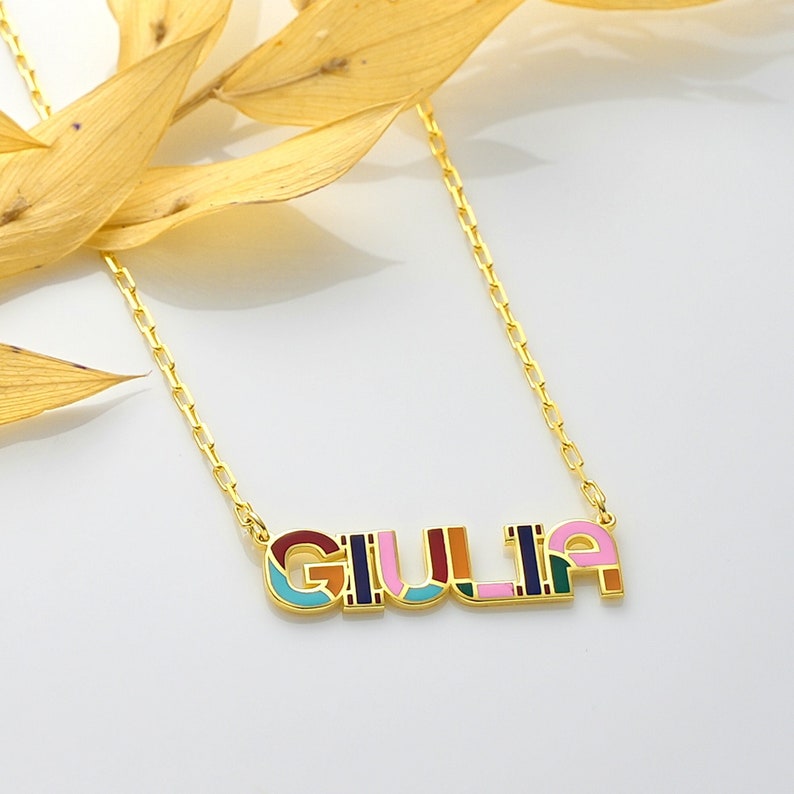Rainbow Name Necklace Gold Plated Fashion Necklace Custom Name Necklace