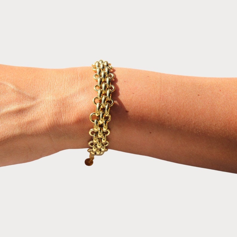 Chunky Chain Bracelet Gold Plated Vintage Style Bracelet 