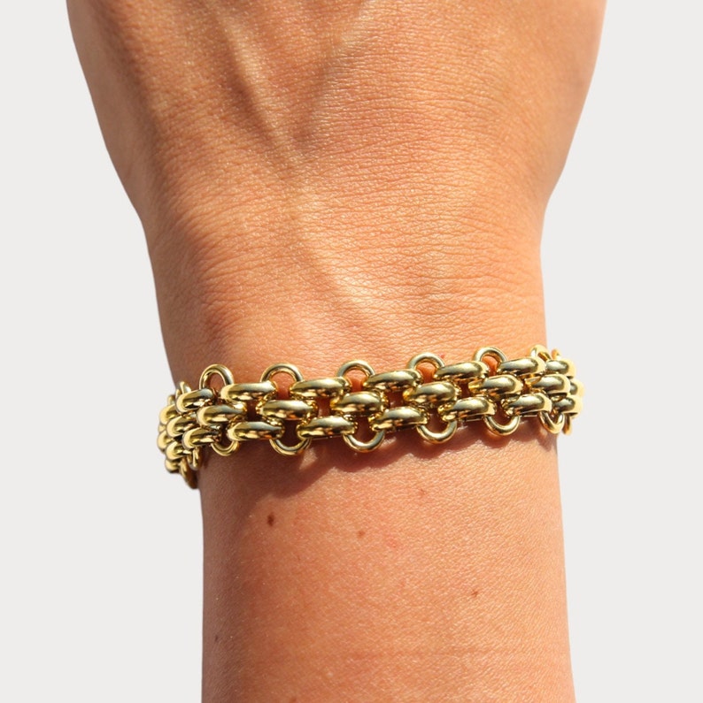 Chunky Chain Bracelet Gold Plated Vintage Style Bracelet 