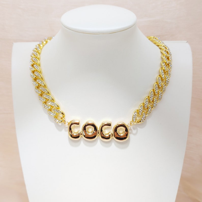 Bubble Letter Nameplate Necklaces Personalized Name Necklace