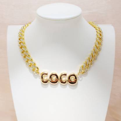 Bubble Letter Nameplate Necklaces Personalized Name Necklace