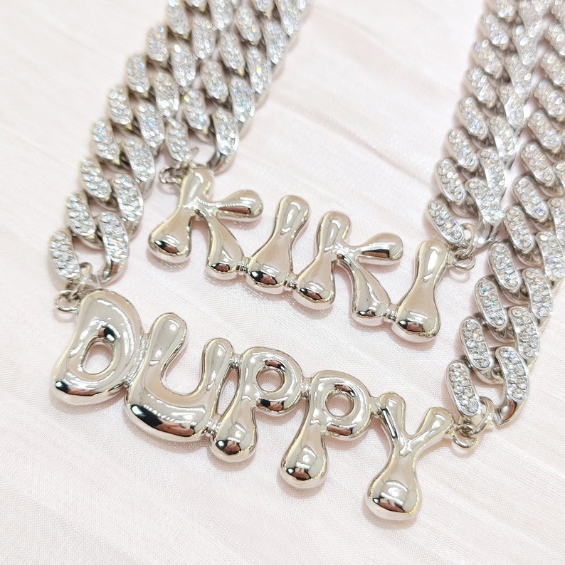 Bubble Letter Nameplate Necklaces Personalized Name Necklace