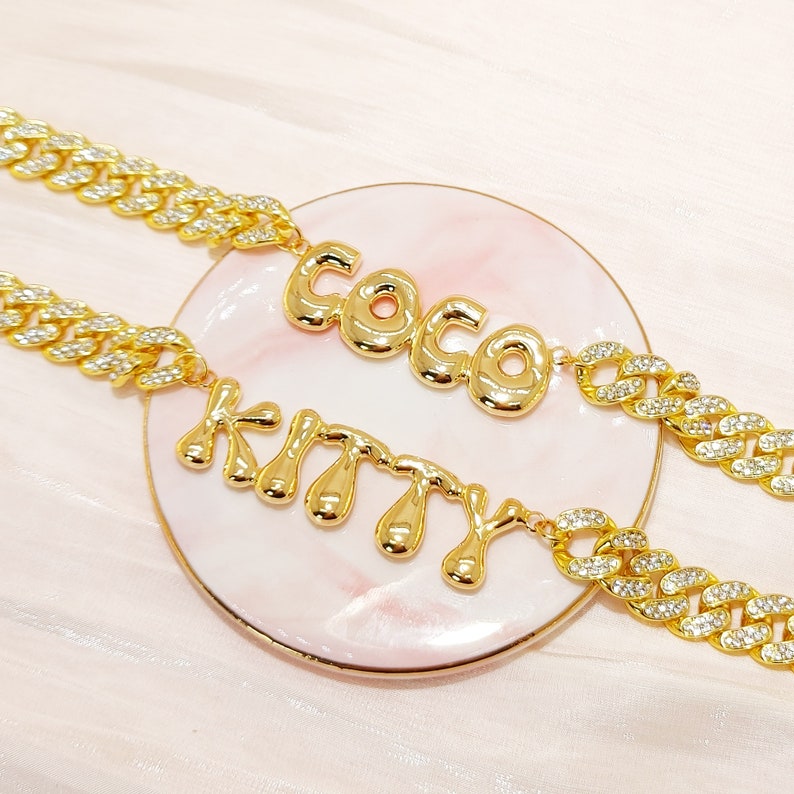 Bubble Letter Nameplate Necklaces Personalized Name Necklace